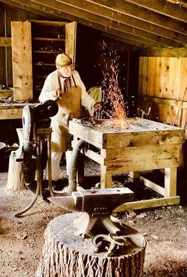 Colonial Pennsylvania Plantation -- blacksmithing demonstration