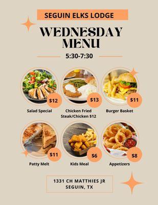 Wednesday Menu