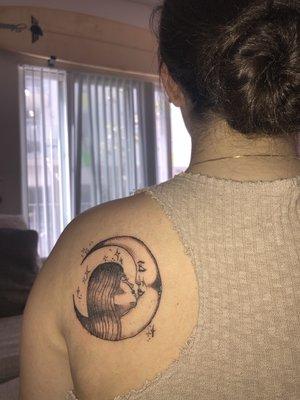 Lovely moon shoulder tattoo