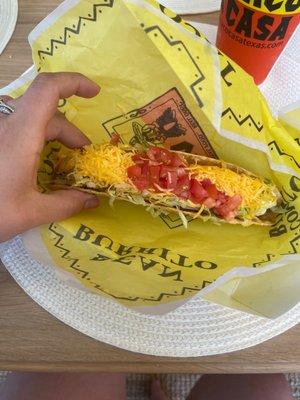 Fat fucking hair right on top of my taco. Yum.