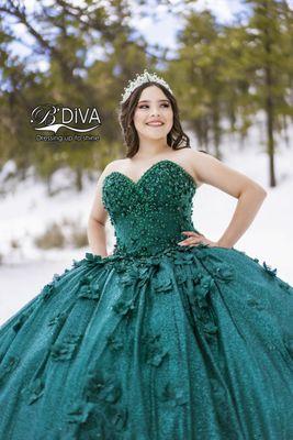 beautiful and elegant hunter green quinceanera dress