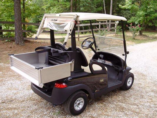 Custom metal fabrication for golf carts and other applications, including product for Club Car, EZ Go, Yamaha, Hoss, John Deere and more.