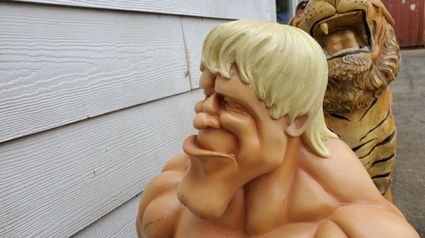 Vintage promotional statues at TUCK'S GYM in Griffin, Georgia.