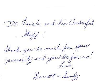 Thank you note from some of our wonderful patients.