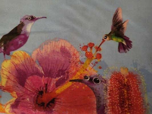 Fun fabric used to sew a gift for my daughter, a Birder.