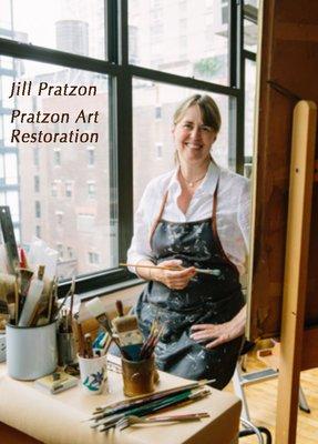 Jill Pratzon, owner, specializing in the care and repair of your art since 1996.