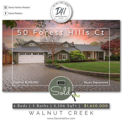 Sold: Spacious 4 bed, 3.5 bath home in Walnut Creek, CA. Perfect for a growing family seeking comfort and convenience in a prime location