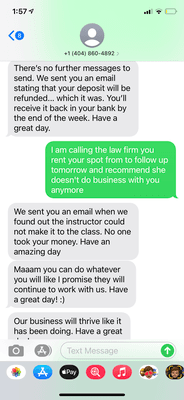 This was her response 4 days after the class was booked!! It took that long for me to get any additional communication from this person!!