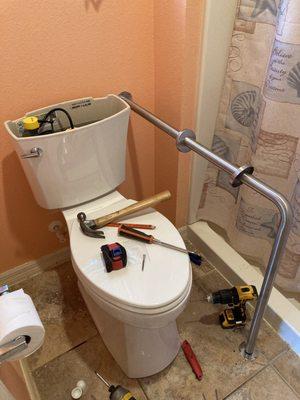 Toilet and handicap rail installation