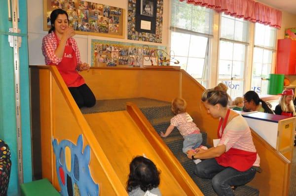 The Loft - everyone's favorite slide. Great for little ones learning to climb stairs safely.