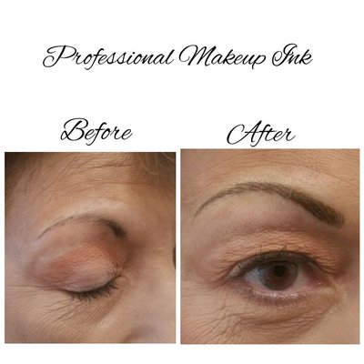 Client desired reshaped brow before and after immediately taken procedure