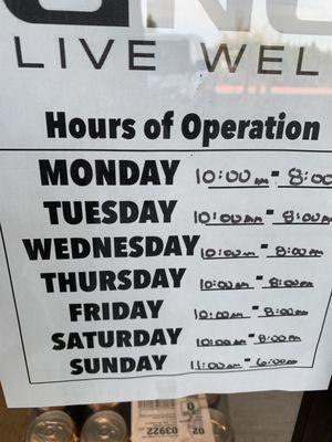 Supposed "Hours of operation"