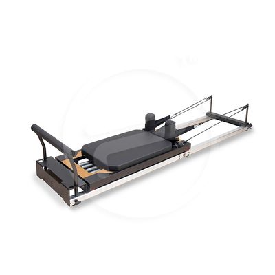 Pilates Reformer foldable made of metal. Ideal for studios or homes with limited space. More info on: https://pilatesequipment.fitness/shop/