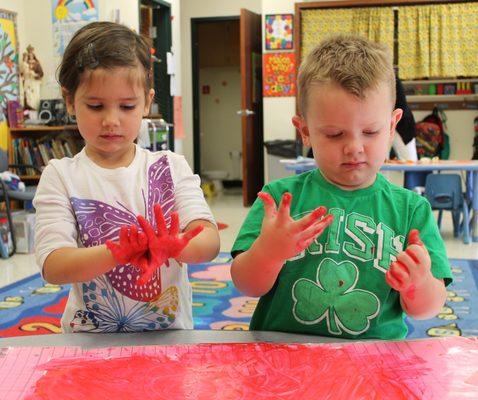 Creativity in preschool is Fun especially with paint!