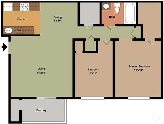 One Bedroom Floor Plan