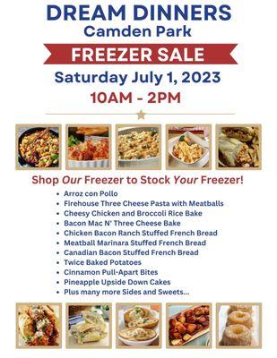 Freezer Sale July 1 from 10am-2pm.