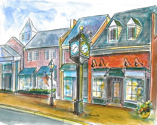 A Watercolor Painting of Downtown Haddonfield, NJ