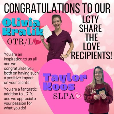 Congratulations to our Share the Love recipients!