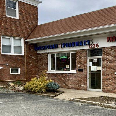 Parsippany Pharmacy is located in a one-story building on U.S. Route 46 West, with a small parking lot in front.