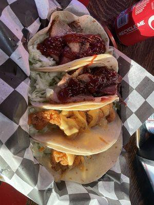 Brisket & Shrimp Tacos!!! Soooooo good!