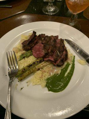 Grilled Skirt Steak, Chimichurri Saffron Rice and Chef's Fresh Vegetables