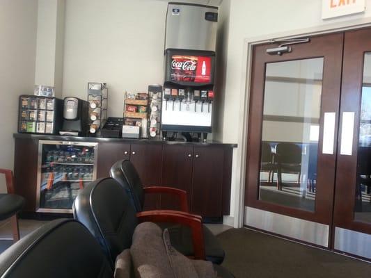 Coffee n sodas in the waiting area at the service center