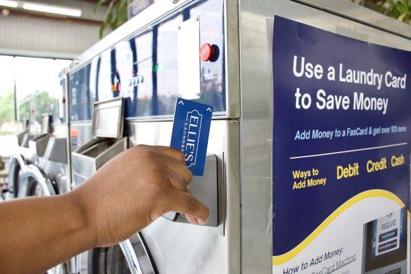 Swipe your free laundry card. No more quarters!