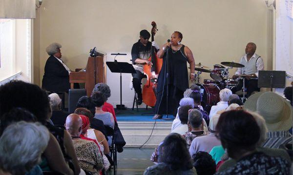 Rhonda Benin supported by Tammy Lynne Hall-Hawkins on piano, Jeff Chambers on bass and Leon Joyce Jr. on drums