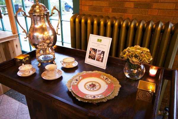 Rolling cart used here for coffee service