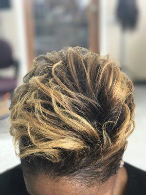 Highlighted relaxed pixie cut