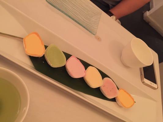 The desert that accompanies their omakase. Mochi ice cream