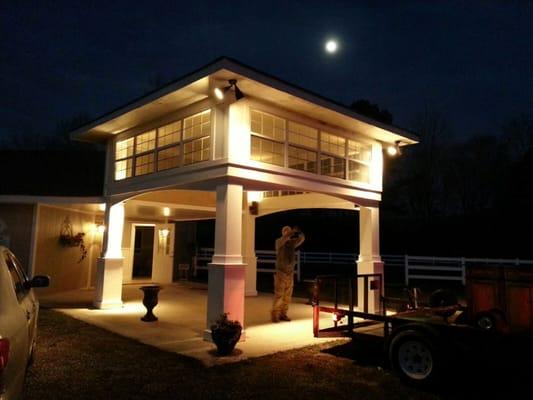 Pergola at night, the front of Hampton Cove Wedding Plantation