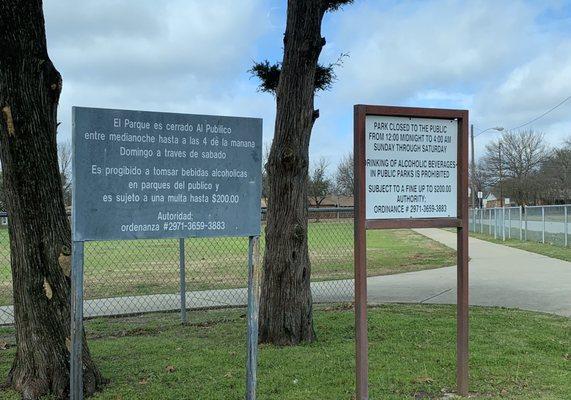 Signs about the park...