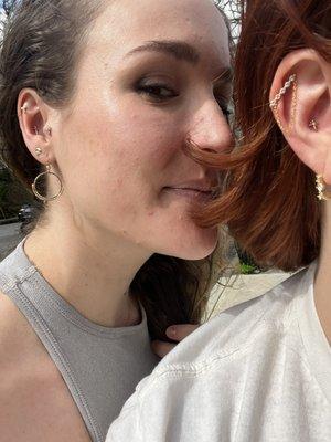 New conch bestie piercings