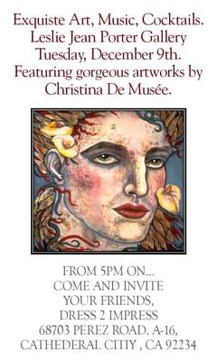 Our Invite for our Crystal & Silver Mixer featuring artist Christina De Musee and musical guest DJ Tommy O'Connor!