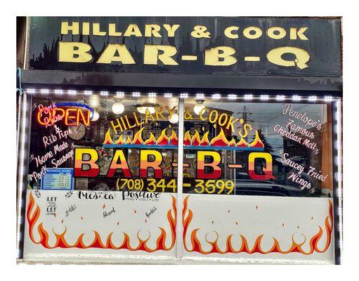 Hillary & Cook BAR B Q (S 17th Ave Maywood IL)(Order708 344 3599) Pork Ribs RibTips Links Wings Steak Burger Polish Beef Hotdogs.Cool!