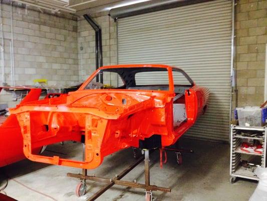 1970 Plymouth Road Runner Painted Hemi orange. #westcoastmopar.net #allamericanclassiccarrestoration #classiccarrestoration #classiccar #ca