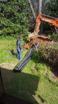 They brought out the big guns to repair my lines. The crew kept apologizing for tearing up the yard too much, but I was very thankful.