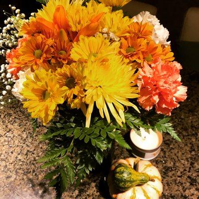 Vibrant and fresh fall bouquet made by Barbara.