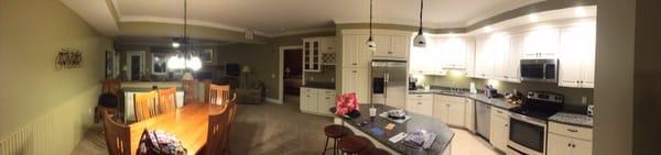 Panarama of our living/dining/kitchen in Owls 24