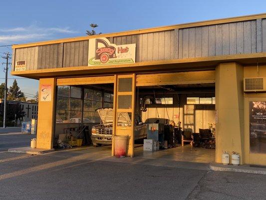 Front office on the right, smog check in process.