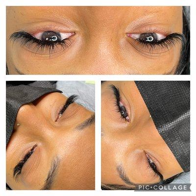 Hybrid eyelash extensions.