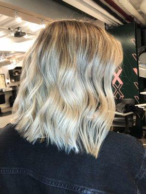 babylight and balayage combo and textured bob