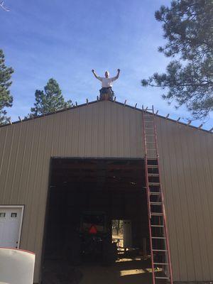 An equipment barn in the woods