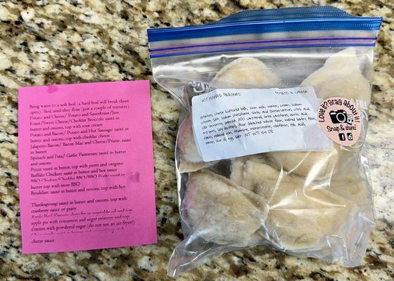 Frozen pierogies and cooking instructions