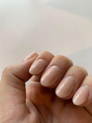 No cuticle prep, uneven shape. Mismatch lengths. Not worth $65+ tip