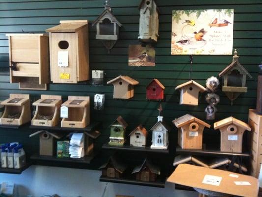 Great selection of birdhouses, some of which are guaranteed to last forever