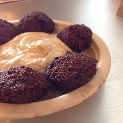 Falafel. 6 pieces with hummus as a side for $3.50