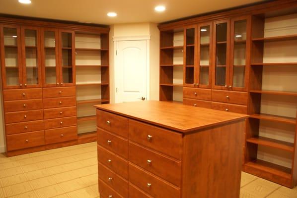 Cherry TLF (melamine) Closet with Glass Framed Doors