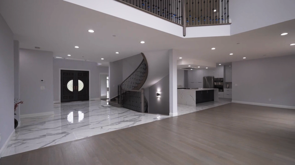 Contemporary, sleek new interiors for a new open plan home in White Plains, NY